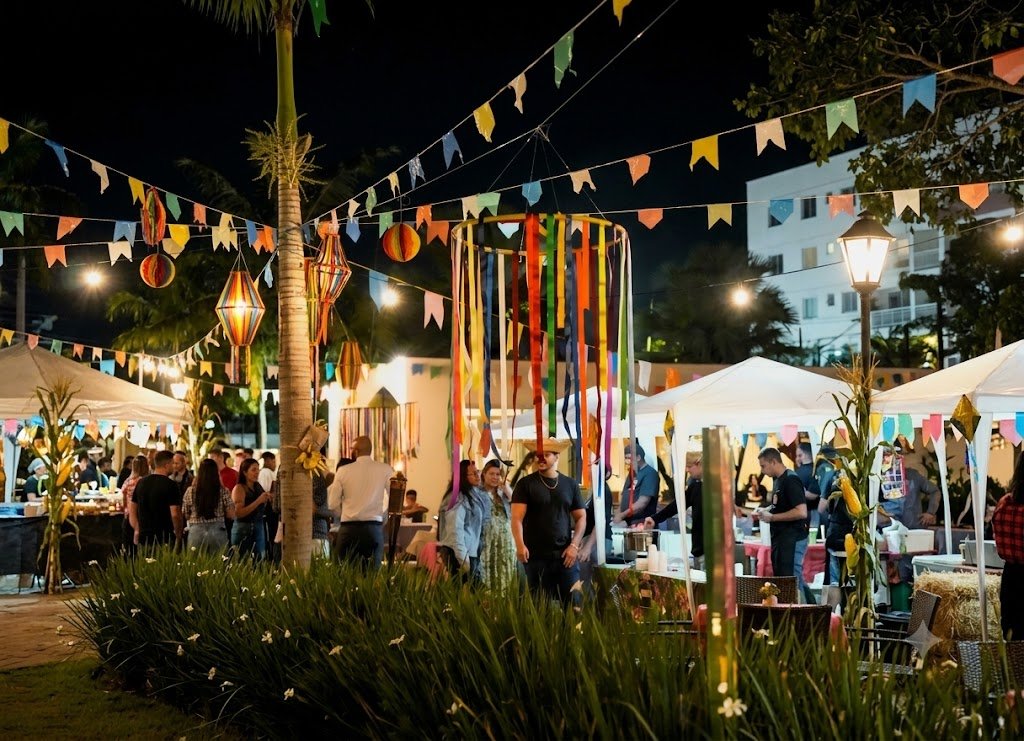 Decoração de festa julina no Jade Hotel Brasília